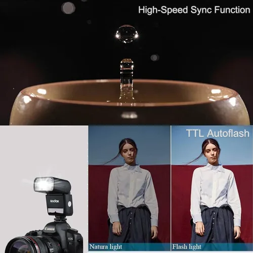 Miniatura 9 de GODOX TT350C TTL Flash para Canon, 2.4G GN36 Mini cámara Flash Speedlite HSS 1/8000s, aproximadamente 210 destellos de potencia completa, 0.1-2.2s