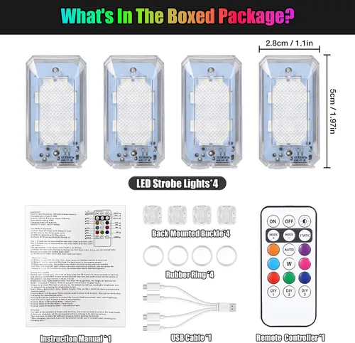 Miniatura 9 de Luces estroboscópicas LED inalámbricas de 11 LED actualizadas 2026, ultra brillantes, 8 colores, luces estroboscópicas de aviones con control