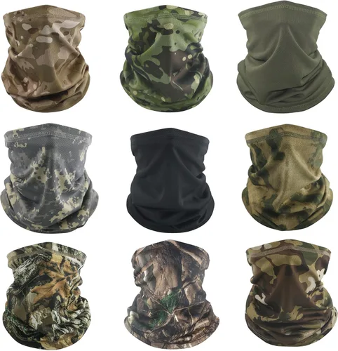Miniatura 8 de Máscara facial con polaina para el cuello, protector facial de camuflaje de polvo que refresca el sol, bandana reutilizable y lavable