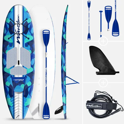 Miniatura 8 de WAVESTORM SUP Kayak híbrido de 9 pies y 6 pies con parte superior suave de espuma para adultos y niños de todos los niveles de kayak de remo, azul
