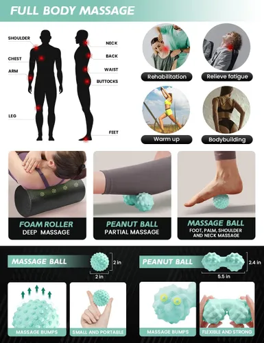 Miniatura 5 de Kit de inicio de yoga 12 en 1 – El juego de yoga incluye esterilla de yoga, rodillo de espuma, 4 bandas de resistencia, bloques de yoga 2 paquetes