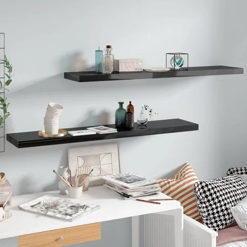 Miniatura 110 de Estantes flotantes de pared, juego de 4 estantes decorativos para montar en la pared, estante colgante con soportes invisibles para decoración