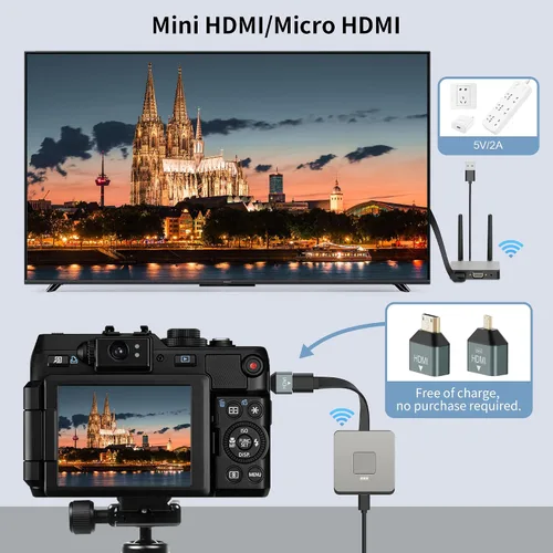 Miniatura 6 de Transmisor y receptor HDMI inalámbrico 4K, adaptador HDMI inalámbrico Plug & Play 2.4/5GHz Transmisión de video/audio desde computadora portátil, PC