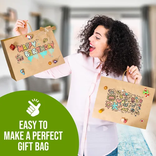 Miniatura 7 de Bolsas de papel Tobvory con asas, 50 unidades de bolsas de papel kraft de 16x6x12 pulgadas, marrón, a granel, bolsa grande de papel reciclado, bolsa