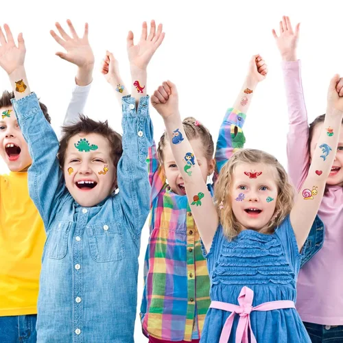 Miniatura 7 de Habett Tatuajes para niños, más de 300 estilos mixtos de tatuajes temporales, juego de calcomanías para niñas y niños, dinosaurios espaciales