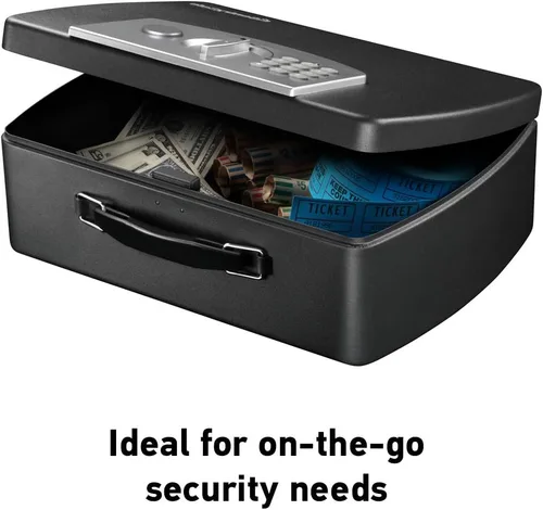 Miniatura 2 de P021E Caja fuerte de seguridad portátil para crear una combinación propia, 5.6 x 12.8 x 10.4 pulgadas, color negro