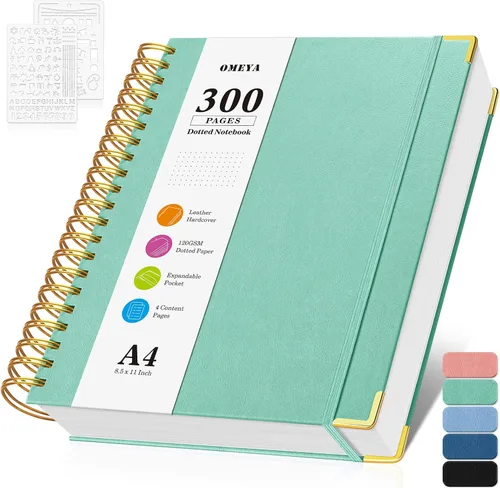 Miniatura 7 de Cuaderno de viñetas con espiral, diario de 300 páginas de cuero con contenido, cuadernos de 120 g/m² de papel grueso que no deja pasar la tinta