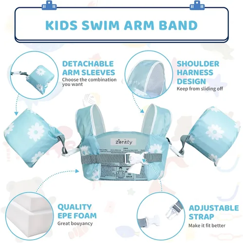 Miniatura 4 de Zeraty Chaleco de natación para niños pequeños, flotadores de 2-3-4-5-6, chaqueta de natación de 25-30-50-66 libras, flotador de piscina desmontable