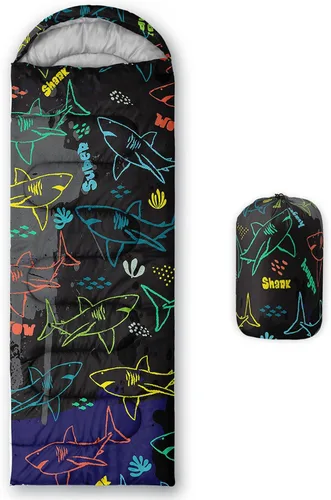 Miniatura 23 de QOOMO Saco de dormir para camping, 3 estaciones, clima cálido y fresco, ligero, saco de dormir impermeable para adultos y niños, viajes y al aire