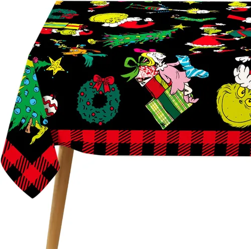 Miniatura 5 de Hafangry Mantel de Navidad Verde a Cuadros Buffalo Plaid Check Navidad Invierno Vacaciones Cumpleaños Fiesta Decoración Rectangular Cocina Comedor
