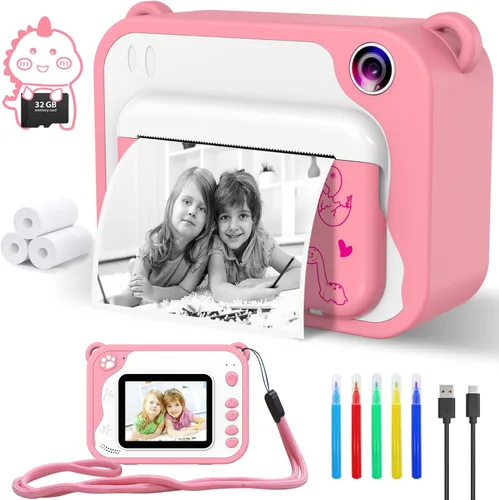 Miniatura 10 de Cámara para niños con impresión instantánea, video de 1080P, tarjeta SD de 32 GB, juguete para niños, regalos de cumpleaños de Pascua para niños