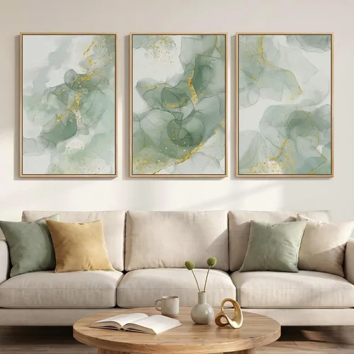 Miniatura 38 de Framed Sage Green Abstract Landscape Wall Art for Bedroom, 3 Piece Modern Canvas Prints Paintings Artwork for Walls, Minimalist Nature Pictures for