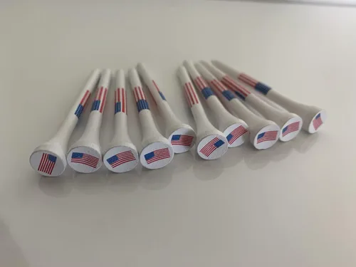 Miniatura 8 de Camisetas de golf de madera con la bandera estadounidense, 2 3/4 pulgadas, 100 camisetas por paquete, camisetas de golf de Estados Unidos