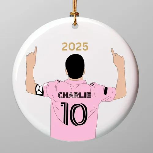 Adorno de cerámica de fútbol navideño personalizado, regalos de mini pelota de equipo de fútbol, regalo personalizable, recuerdo del equipo de