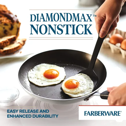 Miniatura 3 de Farberware Cookstart DiamondMax - Juego de sartenes antiadherentes, apto para lavavajillas, 8.25 pulgadas y 10 pulgadas, color plateado