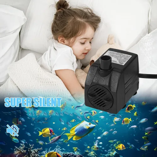 Miniatura 5 de BARST Mini bomba de agua sumergible de 40 GPH con cable de alimentación de 6 pies, 2 boquillas 3.2 W, 150 L/H, ultra silencioso para acuario
