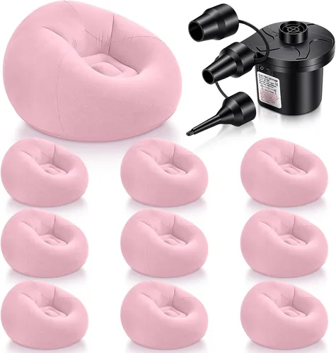 Miniatura 26 de Realspring 6, 9, 12 piezas de puf inflables para adultos con bomba de aire eléctrica, sofá plegable portátil inflable para acampar nocturno de cine