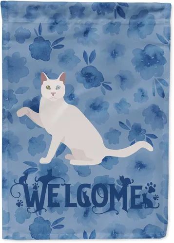 Miniatura 109 de Caroline's Treasures CK5047CHF Ojos Azules - Bandera de bienvenida con diseño de gato para casa de porche, grande, para colgar en la pared