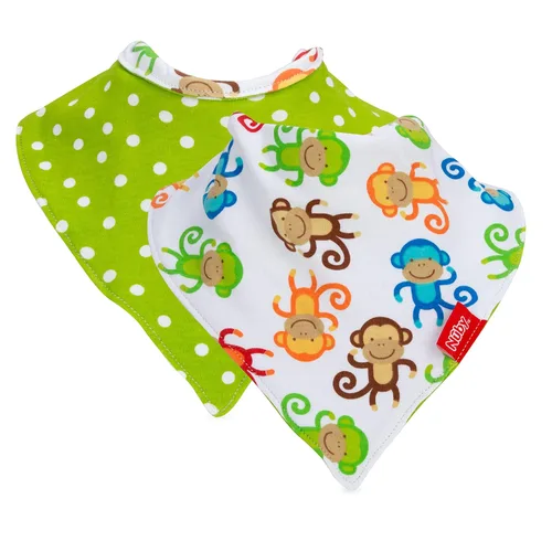 Miniatura 3 de Nuby Paquete de 2 baberos tipo bandana con atrapasadores, babero súper absorbente con cuello suave y cómodo, niño
