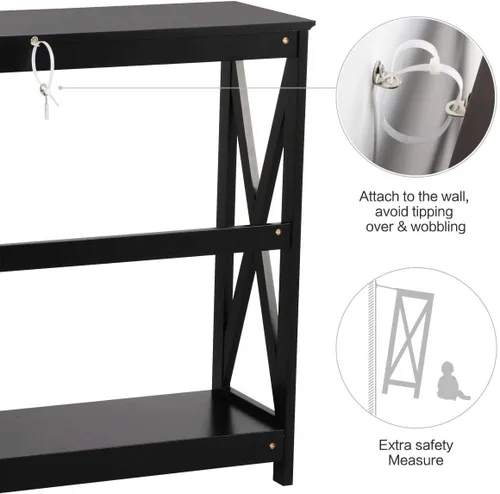 Miniatura 8 de Topeakmart Sofá consola, mesa de entrada de 2 niveles con estante de almacenamiento, mesa de sofá estrecha para entrada, pasillo, sala de estar