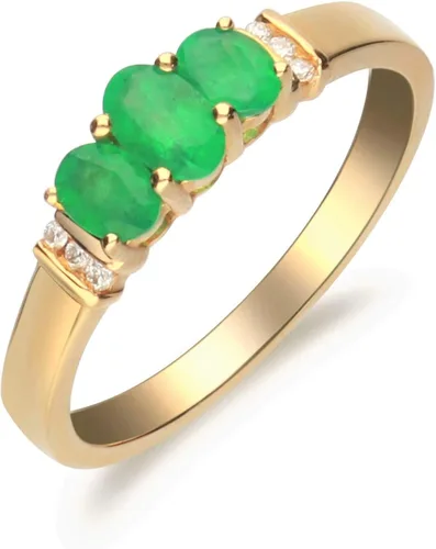 Miniatura 3 de Gin & Grace Anillo de compromiso de oro amarillo de 14 quilates con diamantes de esmeralda natural (I1, I2) para mujer