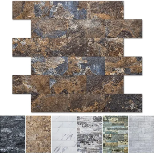 Miniatura 13 de Art3d Paquete de 10 azulejos de pared para salpicaduras de muro, azulejos de piedra para cocina, baño, chimenea, tocadores en piedra beige