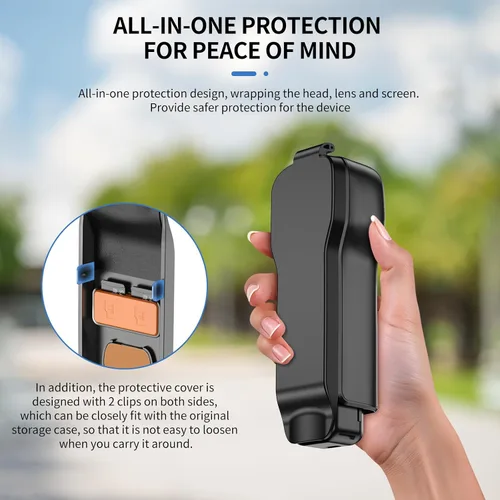 Miniatura 6 de Funda protectora para DJI Osmo Pocket 3/Xtra Muse, carcasa de ABS duro forro suave, 2 ranuras de filtro+2 ranuras para tarjeta TF+clip de micrófono