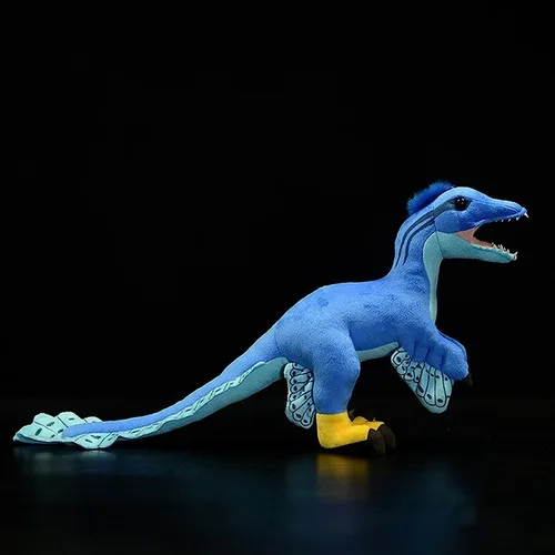 Miniatura 2 de Peluche de dinosaurio microraptor de simulación – Peluche de dinosaurio azul de 18 pulgadas Utahraptor tiranosaurio, figuras de peluche suaves