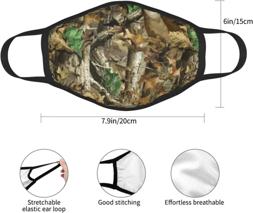 Miniatura 4 de Paquete de 3 máscaras de caza de camuflaje de ciervos y camuflaje, bandana ajustable resistente al viento, cubierta de boca reutilizable, bufanda