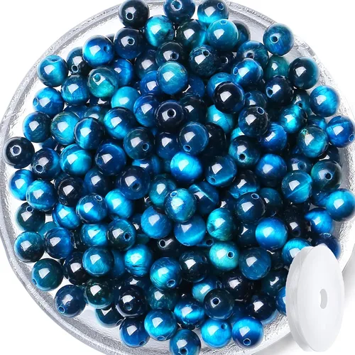 Miniatura 30 de QINJIEJIE 105 piezas de cuentas de piedra de 7 chakras de 8 mm, cuentas naturales redondas sueltas de gemas para pulseras, cuentas de cristal