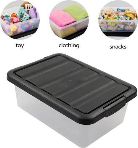 Miniatura 2 de Wekioger Caja de almacenamiento de plástico versátil con tapas negras, 14 cuartos de galón, 2 paquetes