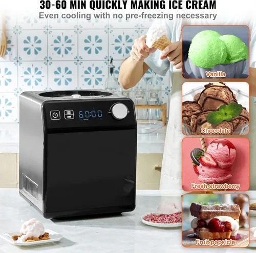 Miniatura 4 de VEVOR Máquina Automática Vertical de Helados con Compresor Incorporado, 1 Cuarto de Galón Sin Pre-congelación Fabricadora de Gelato y Máquina