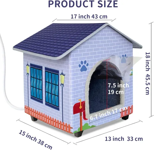 Miniatura 5 de Casas para gatos con calefacción para gatos de interior/exterior con cama para gatos elevada y resistente al agua, proporcionando un refugio seguro