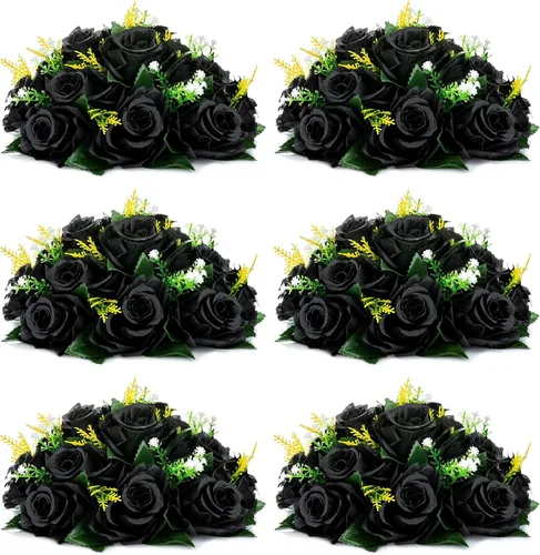 Miniatura 8 de NUPTIO Centros de mesa de flores blancas para mesas: 6 piezas de arreglo de bolas de flores artificiales para fiesta de boda, rosa floral falsa