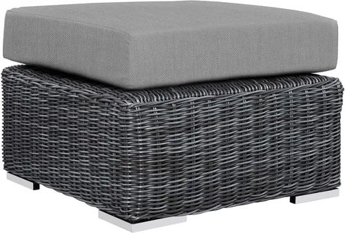 Modway Summon - Otomana cuadrada de mimbre para patio al aire libre, color gris