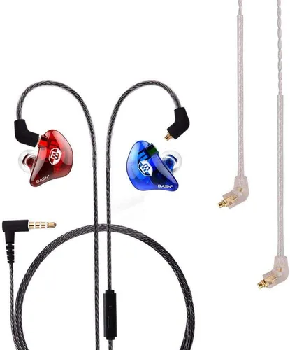Miniatura 7 de BASN Auriculares profesionales intrauditivos con monitor para cantantes, bateristas y músicos con conector MMCX IEM (Pro Clear Negro)