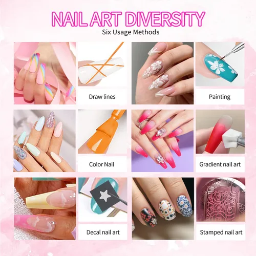Miniatura 7 de Finger Secret - Juego de 9 colores de esmalte de uñas de gel Ombre Pat, paleta de esmaltes de gel con 20 esponjas de uñas para arte de uñas de gel