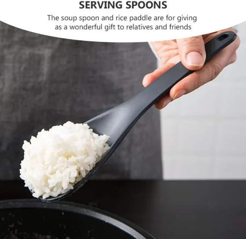 Miniatura 6 de DOITOOL Juego de paletas de arroz antiadherentes y cucharas de sopa hechas de material de polipropileno. Utensilios grandes para servir con asas