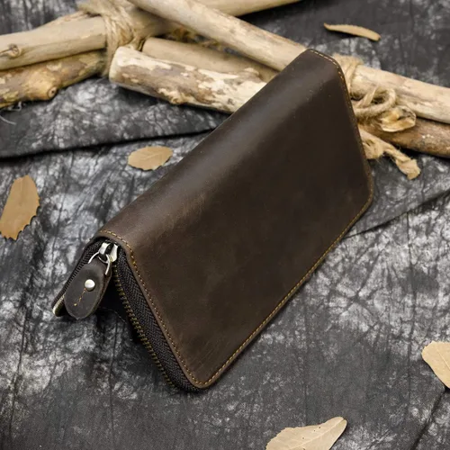 Miniatura 5 de LUUFAN Billetera larga de cuero genuino para hombre, cartera plegable grabada