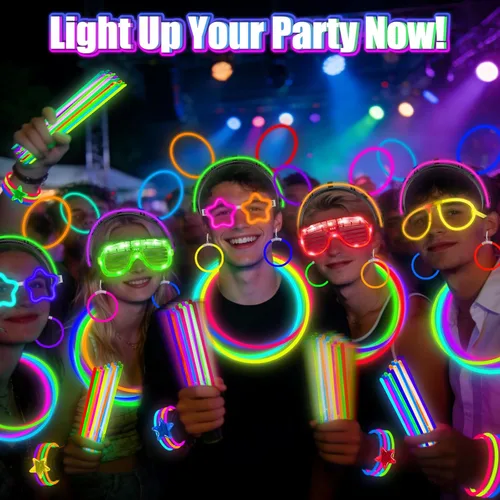 Miniatura 4 de TURNMEON Paquete de 125 Suministros de Fiesta que Brillan en la Oscuridad, Recuerdos de Fiesta Luminosos con 100 Barras Luminosas y 25 Gafas LED