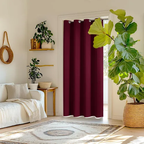Miniatura 2 de ChrisDowa Cortinas Opacas para Puerta de Entrada para Privacidad, Cortinas con Ojales para Puerta de Armario de Dormitorio, Cubierta de Entrada