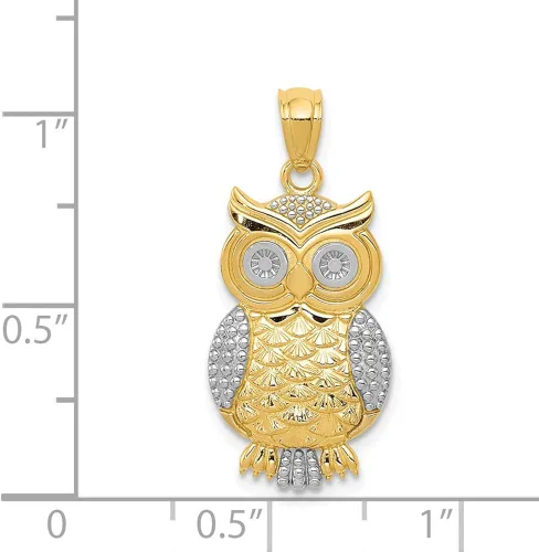Miniatura 4 de Colgante de oro amarillo macizo de 14 quilates, dos tonos y texturizados, 1.024in x 0.472in