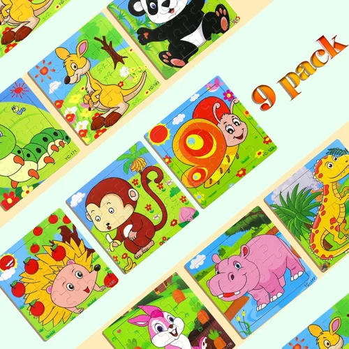 Miniatura 2 de Rompecabezas para niños de 3 a 5 años, paquete de 9 rompecabezas de madera para niños pequeños de 3 a 5 años, 16 piezas, juguetes educativos