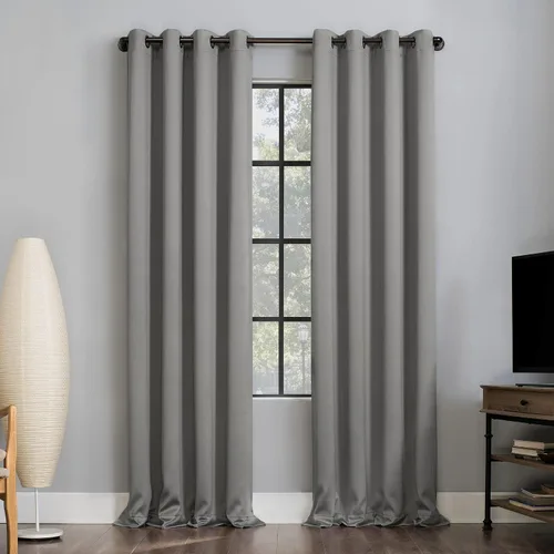 Miniatura 55 de Sun Zero Nordic - Juego de 2 paneles de cortinas con ojales de grado teatral extremo 100% opacas, 104" x 96" (2* 52" x 96"), cortinas opacas blanco