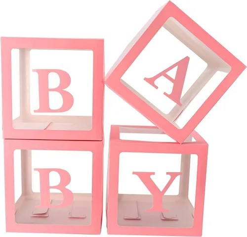 Miniatura 12 de Sooyee Cajas de bebé transparentes negras con letras para baby shower, decoración de baby shower, fiesta de cumpleaños, cajas de globos Negro