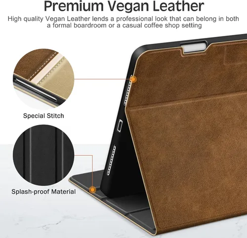 Miniatura 7 de KingBlanc Funda para iPad Pro de 11 pulgadas de 4ª/3ª/2ª/2ª generación (2022/2021/2020) con soporte para lápices, funda de soporte bicolor de cuero