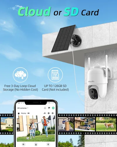 Miniatura 7 de Cámara de seguridad solar inalámbrica MaxiViz para exteriores, cámaras de seguridad para el hogar con panel solar, vista en vivo de 360°, visión