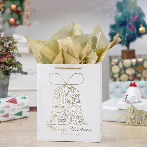 Miniatura 2 de UNIQOOO 60 hojas grandes de papel de seda de lámina dorada metálica de 26 x 20 pulgadas a granel, reciclable y duradero para bolsas de regalo, cajas