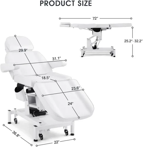 Miniatura 6 de Artist hand Cama facial eléctrica de 3 motores para esteticista 110 V, mesa de masaje extraíble, cama de belleza, estética médica, silla de tatuaje