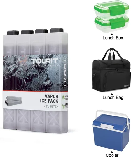 Miniatura 5 de TOURIT - Bolsas de hielo para enfriadores reutilizables de larga duración para bolsas de almuerzo/cajas, mochila refrigeradora